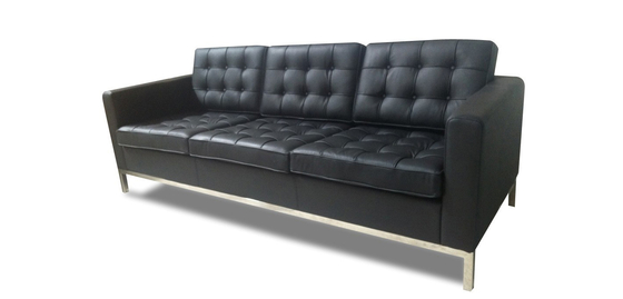 China Modern  Black PU Leather Hotel Sofa Set Three Seat / Hotel Furniture Sleeper Sofa supplier