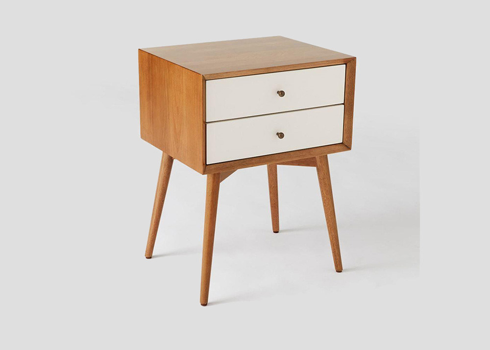 Nordic Style Hotel Nightstand / Mid Century Solid Wood Nightstand