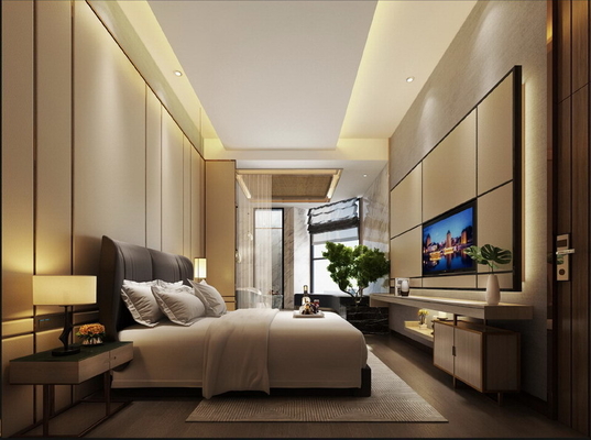 SGS Certified Hotel Bedroom Furniture Sets  Double Bed Headboard 1800*2000mm