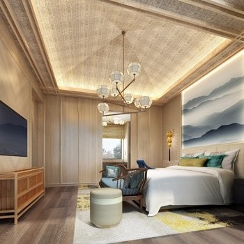 Modern Wood Hotel Bedroom Furniture Sets Velvet Upholstery