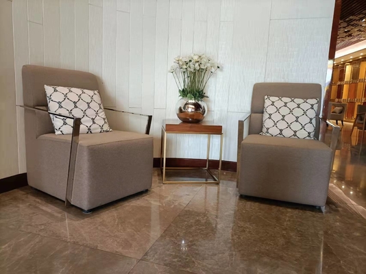 304 Hotel Lobby Furniture SS Frame Sofa 700mm With Tea Table