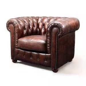 210cm Luxury Design Brown Leather Button Couch OEM Welcome