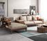 ISO9001 Villa Furniture Walnut Color With Fabric Upholstery L Shape Sofa