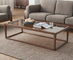 Solid Wood Frame Hotel Coffee Tables Tempered Glass Top Square Tea Table
