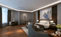 Customized Hotel Bedroom Furniture Sets Walnut Veneer Bed E1 Plywood