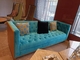 2200*900*800mm Gelaimei Wooden Frame Button Tufted Sofa Blue For Living Room