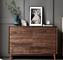 Natural Walnut Solid Wood Entryway Cabinet Wax Polish Minimalist Style