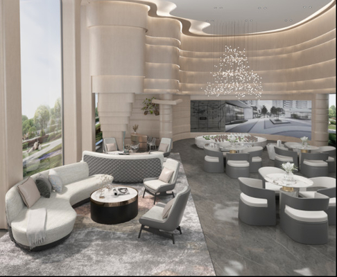 Modern Hotel Lobby Furniture With Metal Elments Light Color Eco Friendly